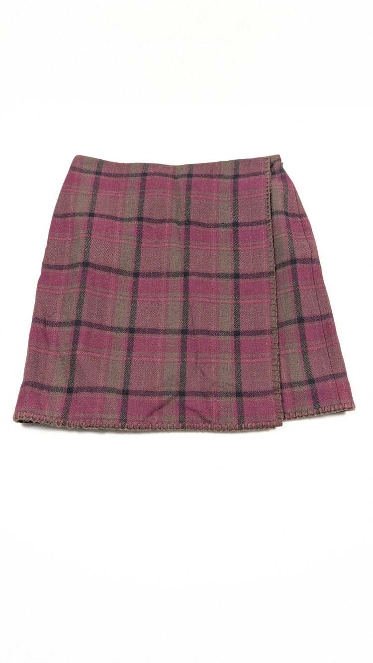 L.L. Bean Plaid Wool Wrap Skirt 6